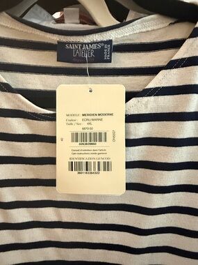Saint James Ecru and Navy Striped Top